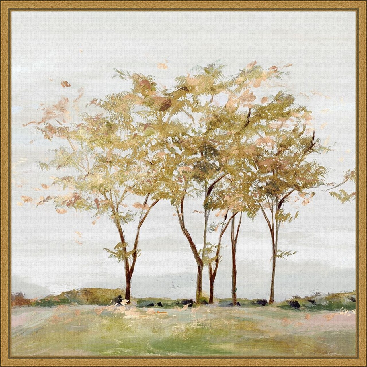 Golden Acre Wood (Trees) by Isabelle Z 16-in. W x 16-in. H. Canvas Wall Art Print Framed in Gold
